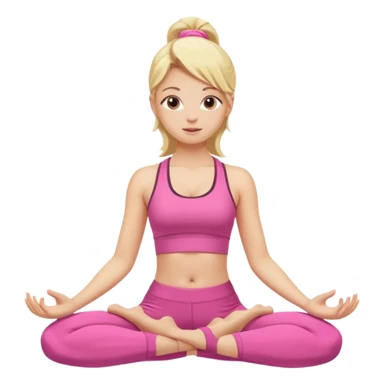 blonde girl doing yoga wearing pink sticker