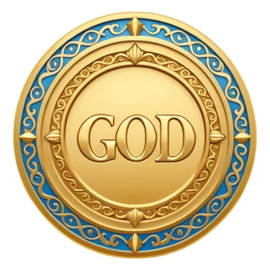 The name of God is repeated in a circle.  sticker