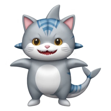 cat wearing shark costume sticker