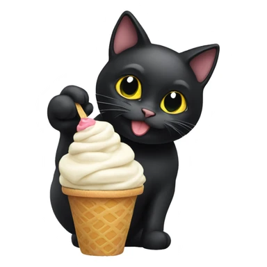 Black cat eating ice cream  sticker