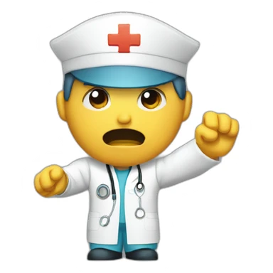 Angry male nurse throwing a xiring away sticker