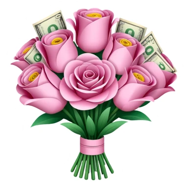 big pretty pink bouquet made of money sticker