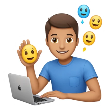 a guy shooting while holding a computer mouse and emojies coming out of that curser sticker