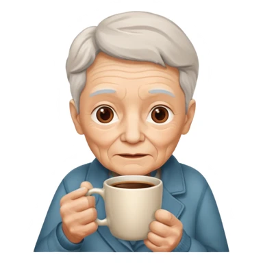 elderly with coffee sticker