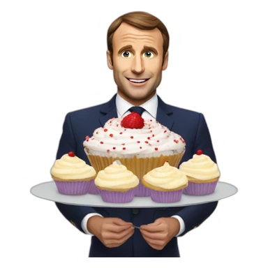 Macron qui mange un cupcake en forme de france sticker