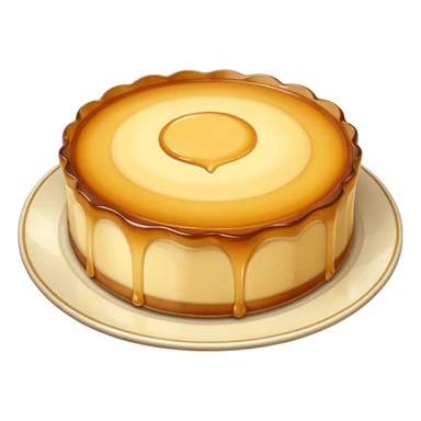 scalloped flan on a dish sticker