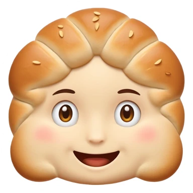 Friendly brötchen emoji avatar, cute and minimalistic style, warm eyes and gentle smile, flat design, soft shapes, clean modern look, highly recognizable at small sizes, centered composition, transparent or solid background, app icon quality. sticker