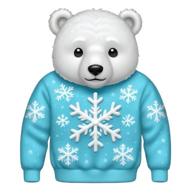 Glitter polar bear
with cyan snowflake on a black sweatshirt sticker