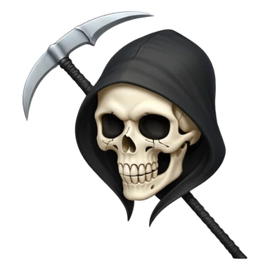 zoomed black hood skull scythe sticker