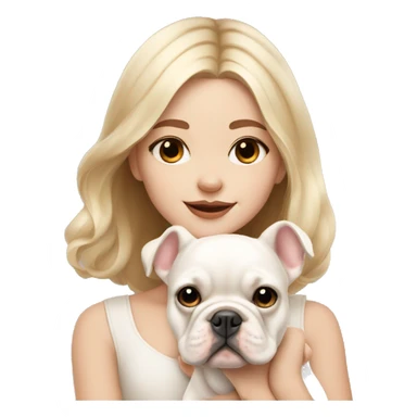 dreamy girl with beige but whiter French bulldog puppy sticker