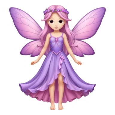 Lilac and pink fairy with wings but you can see her whole body and make her super pretty with long hair and long legs  sticker