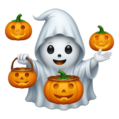 Cute ghost  with trick or treat pumpkin basket  sticker