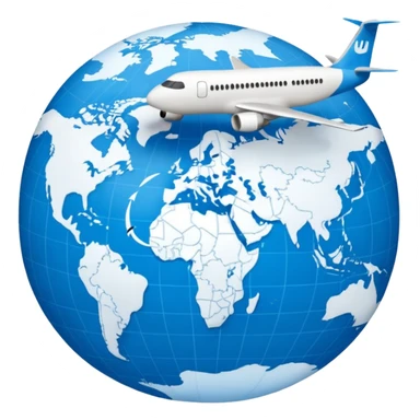 emoji de viaje, algo como un avion dandole la vuelta al mundo o dirigiendose a un destino en un mapa sticker