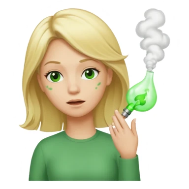 A sideways woman with blonde hair farting green gas sticker