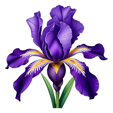 Beautiful purple iris flower with distinctive three falls and three standards, showing typical iris shape with sword-like leaves sticker