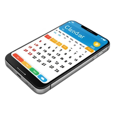 smartphone with calendar app showing on screen sticker