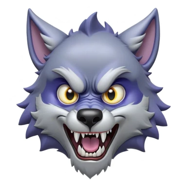 Cinematic Comical Werewolf Portrait Emoji, with a whimsically exaggerated lupine face in vivid moonlit grays and silvers, head cocked in a dramatically shocked expression with comically oversized, wide eyes and a playful snarl, simplified yet hilariously expressive, highly detailed with a soft cartoonish glowing outline capturing the mischievous humor of a werewolf mid-transformation! sticker