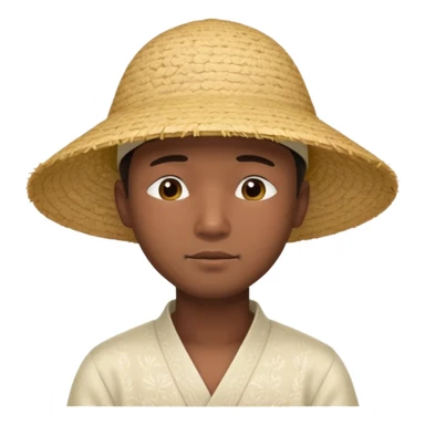 Asian guy with a rice hat, eyes more closed sticker