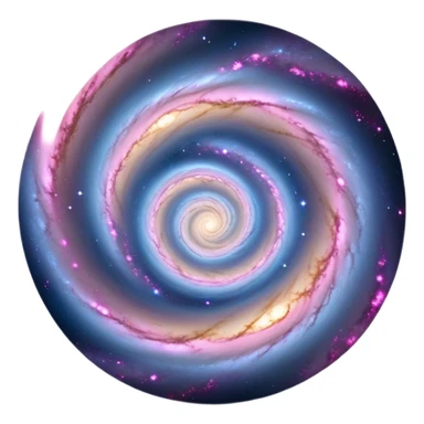  Cinematic Realistic Galaxy – A vast, sweeping view of a majestic spiral galaxy, with glowing arms of stars, dust, and gas stretching into infinity. Vibrant hues of pink, blue, and gold swirl together, capturing the grand scale and breathtaking beauty of the universe. sticker