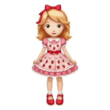pretty and cute modern day strawberry shortcake full body with red shoes emoji sticker