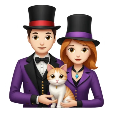 magician couple and their pet cat sticker