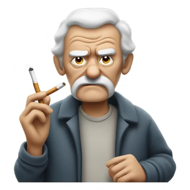 Grumpy old man with cigarette  sticker