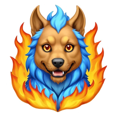 Cerberus, the hound of hades. Blue flames around. sticker