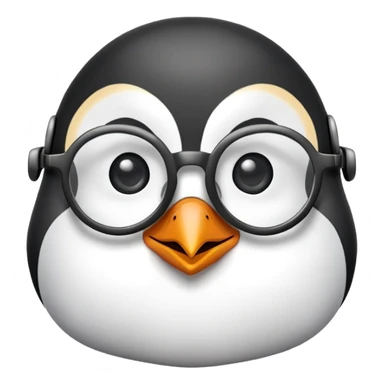 penguin head wearing round glasses, cute, smart looking sticker