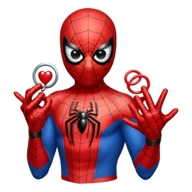 Spiderman qui met une bague a hello kity sticker