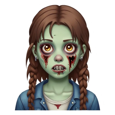 zombie teen girl with brown hair, grunge style, and septum piercing sticker