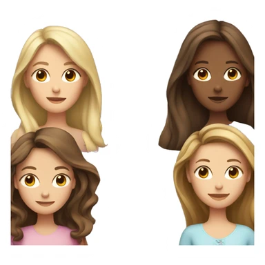 Mum with long brown hair, 2 daughters one with long brown hair one with blonde hair  sticker