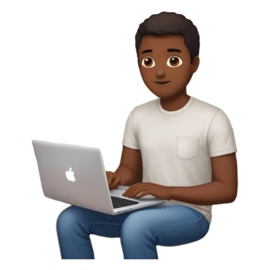 Père noël développeur de teint noir, assis dans un coin cosy de son salon un week-end, ordinateur portable ouvert affichant du code. Lumière naturelle douce, ambiance calme. Habillé simplement (t-shirt clair, jean ou short), tasse de café/thé à côté. sticker