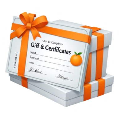 A stack of gift certificate with orange strap in the middle sticker