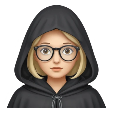 woman with glasses in cloak over head sticker