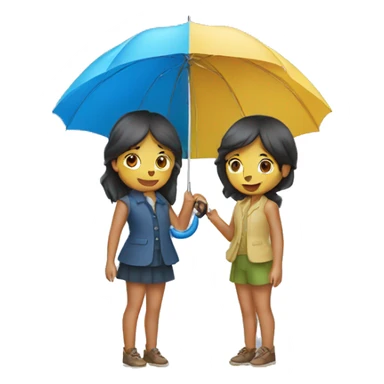two girl with umbrella sticker