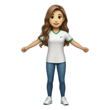 Full body caucasian girl with long Brown hair doing Cristiano ronaldo celebration sticker