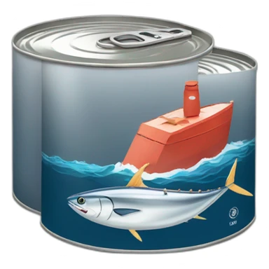 tin can of tuna with a two sails boat sticker