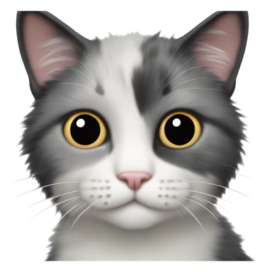 Fluffy tuxedo kitty with little black spot under nose sticker