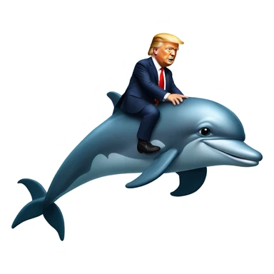 Donald trump riding a dolphin  sticker