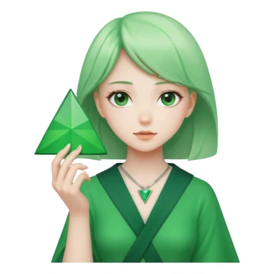anime girl holding green triangle sticker