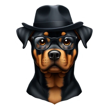 rottweiler with black hat and glasses sticker