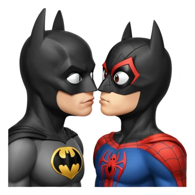 Batman and spiderman kissing sticker