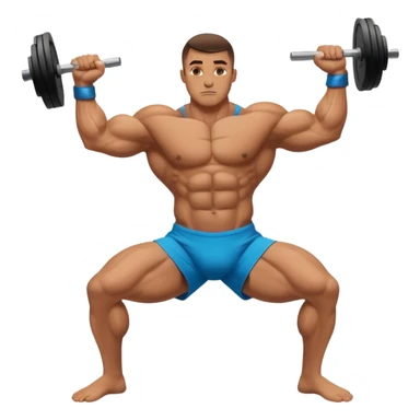 A bodybuilder doing a side lunge and flexing his biceps his kneels more doe sticker