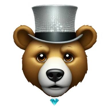 Bear head made out of diamond and wearing a top hat sticker