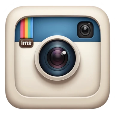 A hand-drawn doodle in a minimalist, cartoon style of a [instagram]. The object is white with thick, rough, black marker outlines and two small black dot eyes. It is a simple sketch with no realistic textures, centered on a solid [blue] circular background." sticker