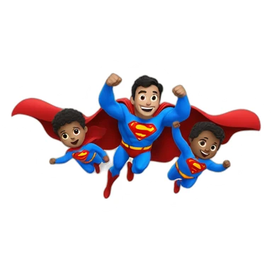 superman flying with two toddlers sticker
