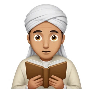 Muslim guy reading with confusion sticker