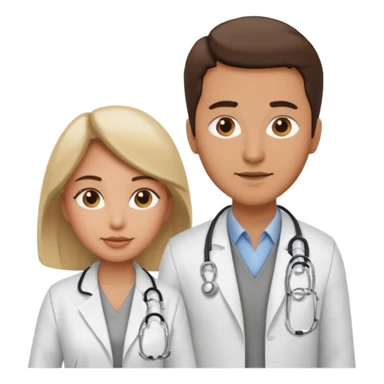 um medico usando jaleco e uma mulher usando colete cinza sticker