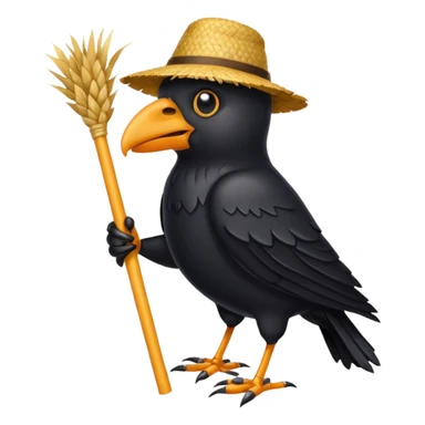 straw crow sticker