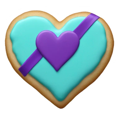 Cookie heart with teal purple awareness ribbon sticker